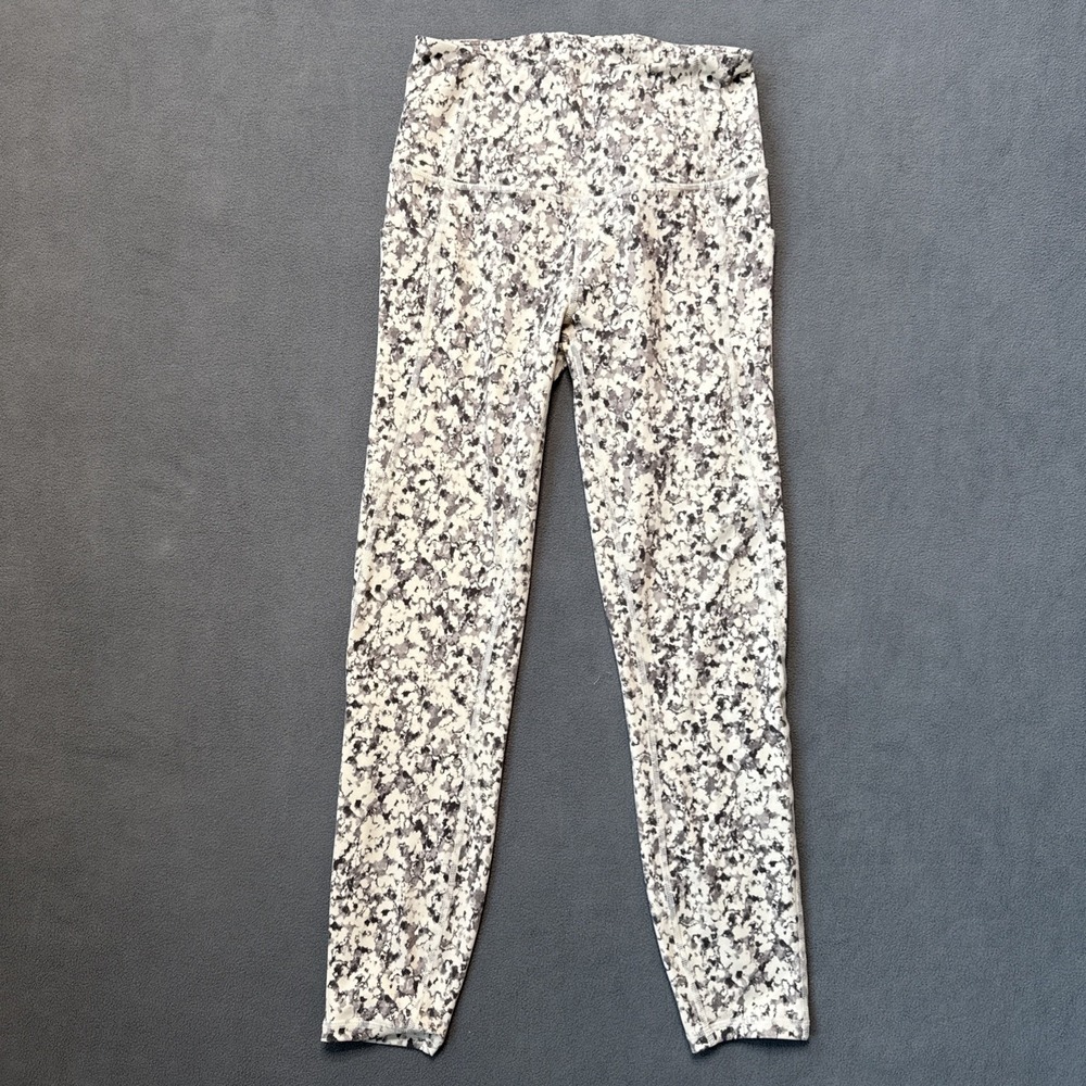 Varley Leggings Womens Small‎ Cream Speckled 24" Mid Rise Pockets Yoga Active